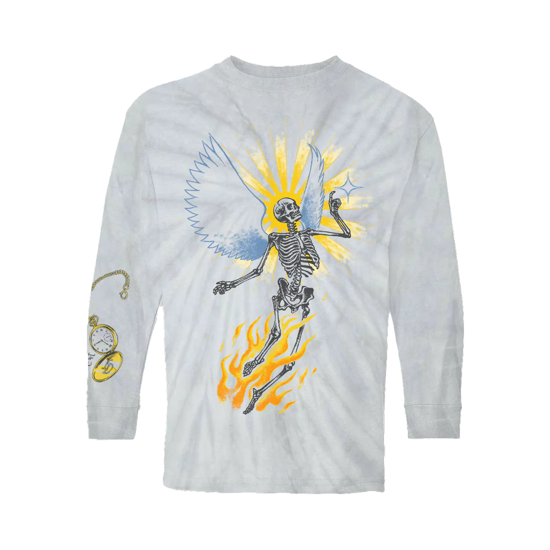 It's Time Grey Tie Dye Youth Long Sleeve